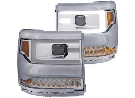 Anzo, Usa 16-17 silverado 1500 proj headlights w/plank style design chrome w/amber(hid type)driv/pass Main Image