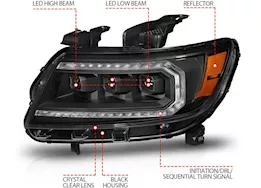 Anzo, Usa 15-22 colorado black housing full led projector headlight w/seq switchback light bar and initiation