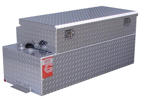 Aluminum Tank Industries, Inc. Rectangle diamond plate aluminum diesel auxilary 30 gallon tank with 42in x 19in x 9in toolbox Main Image