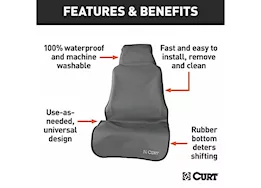 Curt Manufacturing Seat defender 58inx23in removable waterproof grey bucket seat cover