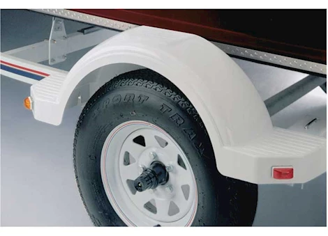 Draw-Tite Plastic trailer fender w/top & side steps 12in tire size white Main Image
