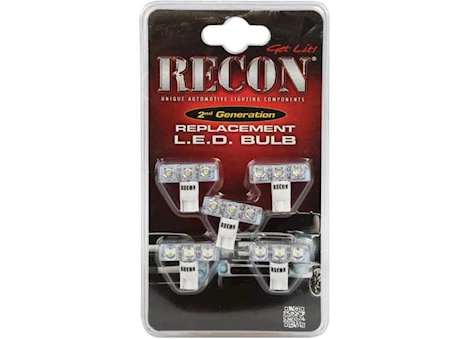 Recon Truck Accessories 99-14 FORD SD REPLACEMENT CAB LIGHT BULBS 194/168 T-10 HIGH-POWER 1-WATT LED BUL