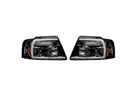 Recon Truck Accessories 04-08 f150 projector headlights w/high power smooth oled halos/drl-smoked/black Main Image