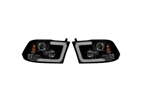 Recon Truck Accessories 09-13 ram 1500/10-14 ram 2500/3500 projector headlights w/high power oled halos/drl-smoked/black Main Image
