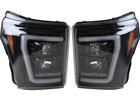 Recon Truck Accessories 11-16 f250/f350/f450/f550 projector headlights w/high power oled halos/drl-smoked/black driv/pass Main Image