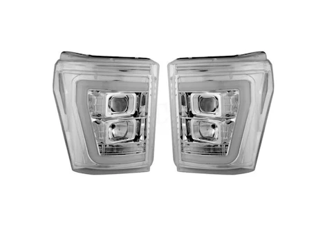 Recon Truck Accessories 11-16 f250/f350/f450/f550 projector headlights w/high power oled halos/drl-clear/chrome driv/pass Main Image