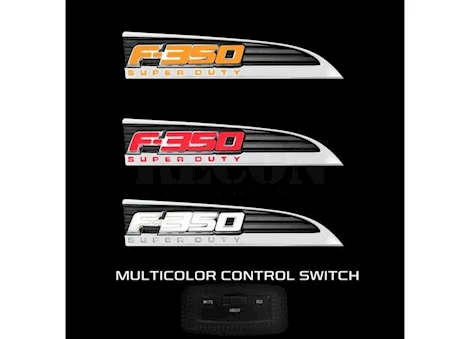 Recon Truck Accessories 11-16 f350 illuminated emblems 2-piece kit includes driver & passenger side chrome Main Image