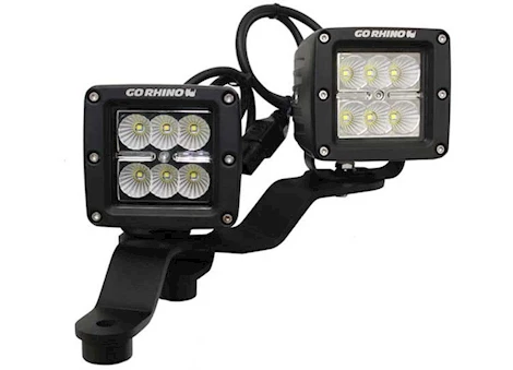 Go Rhino 18-C WRANGLER WINDSHIELD COWL MOUNT KIT FOR TWO(2) 3IN CUBE LED LIGHTS-LADDERED ON 2 PLANES