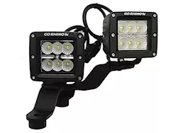 Go Rhino 18-c wrangler windshield cowl mount kit for two(2) 3in cube led lights-laddered on 2 planes