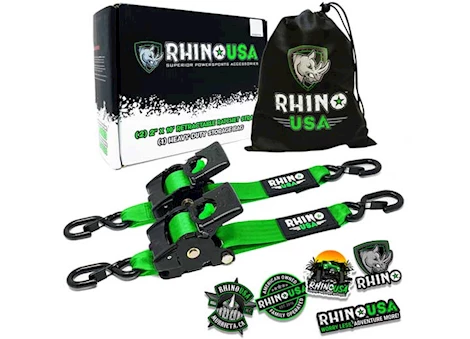 Rhino USA Retractable ratchet straps 2in x 10ft (2-pack) green Main Image