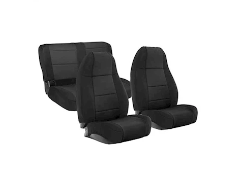Smittybilt 91-95 wrangler yj neoprene front and rear seat cover kit; black/black Main Image