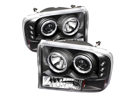 Spyder Automotive 99-04 f250 sd/00-04 excursion 1pc projector headlights-version 2-led halo-drive or pass Main Image