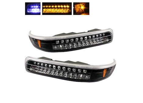 Spyder Automotive 99-02 silverado/00-06 suburban/tahoe led amber bumper lights-black Main Image
