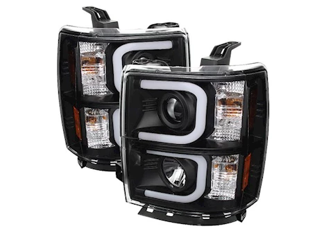 Spyder Automotive 14-15 silverado 1500 projector headlights-light bar drl-black-high h1(included)- drive/pass Main Image