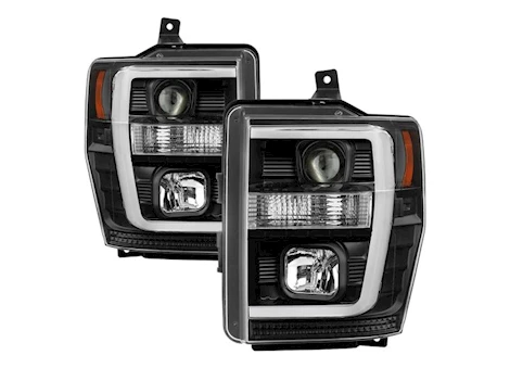 Spyder Automotive 08-10 f250/350/450 sd version 2 projector headlights-light bar drl-black Main Image