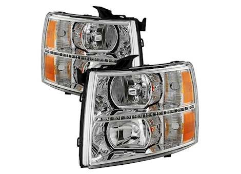 Spyder Automotive 07-13 silverado 1500/07-14 2500hd/3500hd crystal headlights with drl led design- drive/pass Main Image