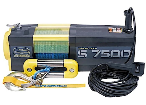 Superwinch S7500 winch synthetic 7,500 lbs, 12 vdc, 5/16 in x 54 ft synthetic rope Main Image